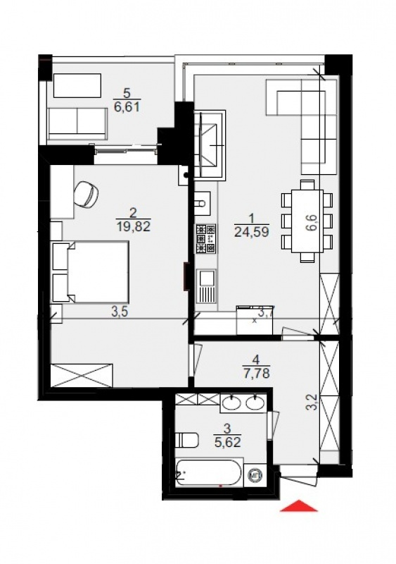 1-комнатная 61.11 м² в ЖК Хвиля Lux от 23 600 грн/м², пгт Брюховичи