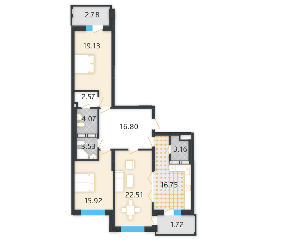 3-комнатная 108.94 м² в КД LA MANCHE от 63 600 грн/м², Киев