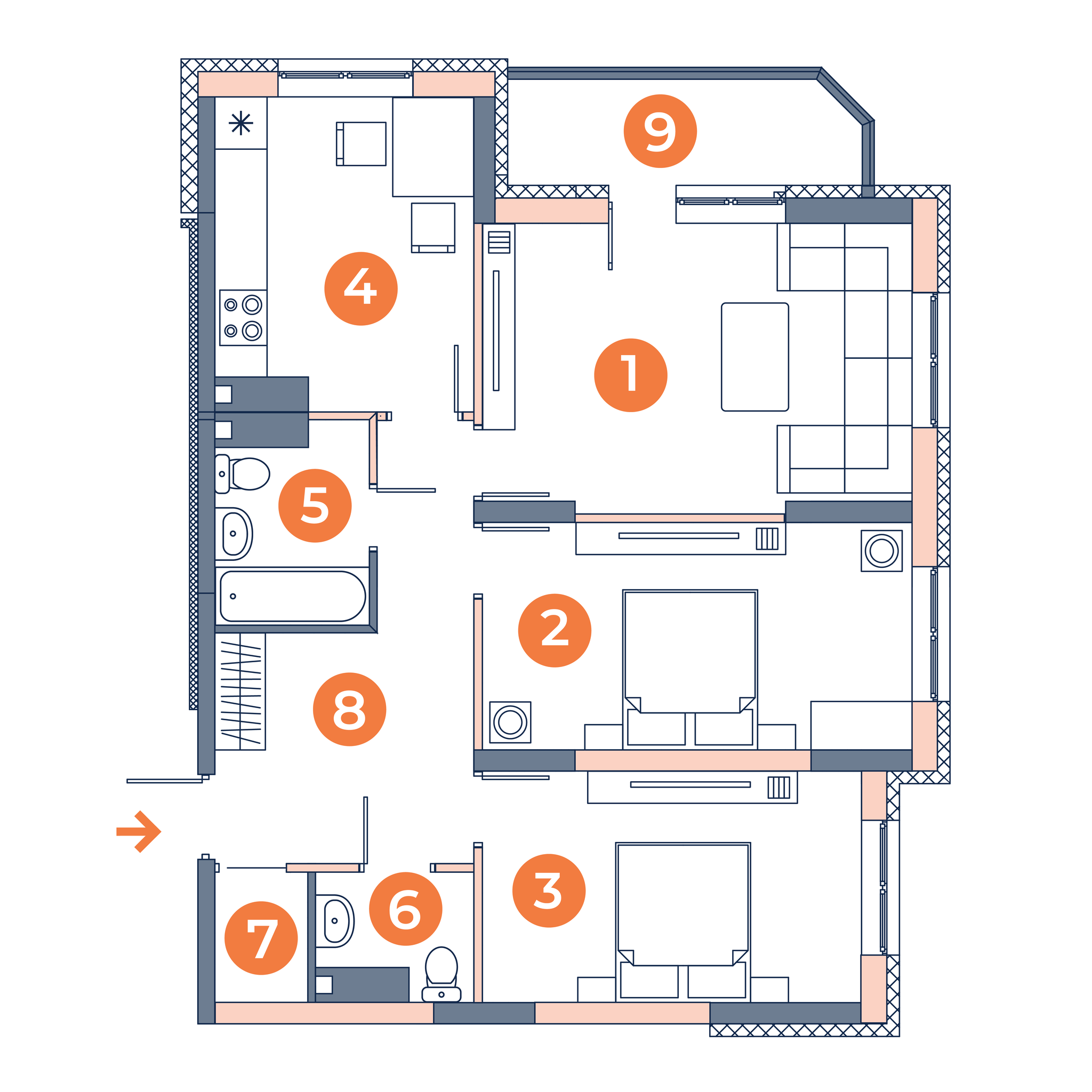 3-кімнатна 74.28 м² в ЖК Orange City від 23 500 грн/м², Київ