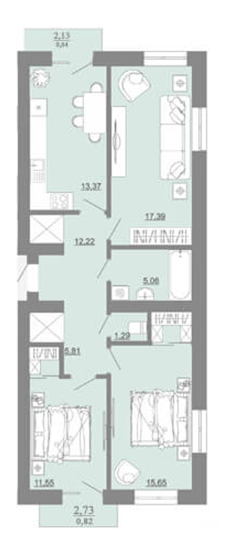 3-комнатная 78.11 м² в ЖК Проект Парк от 13 500 грн/м², г. Пустомыты