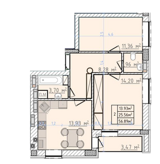 2-комнатная 56.89 м² в ЖК Сонячні Пагорби от 13 000 грн/м², г. Пустомыты