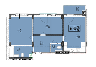 3-кімнатна 63.08 м² в ЖК Срібний Дім Бізнес від 19 500 грн/м², м. Трускавець