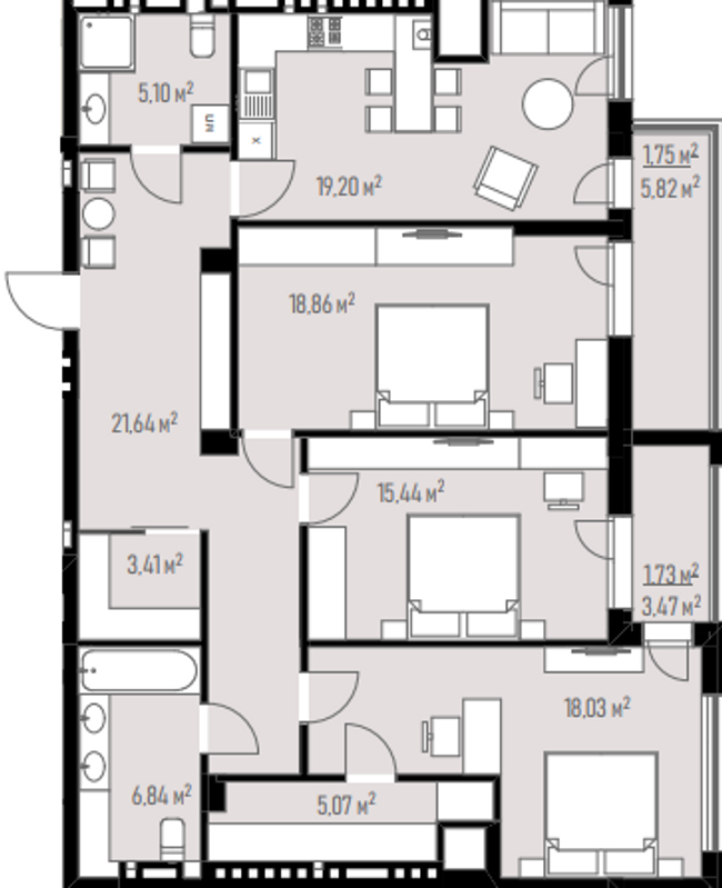 3-комнатная 117.15 м² в ЖК Grand Residence от 57 000 грн/м², Львов