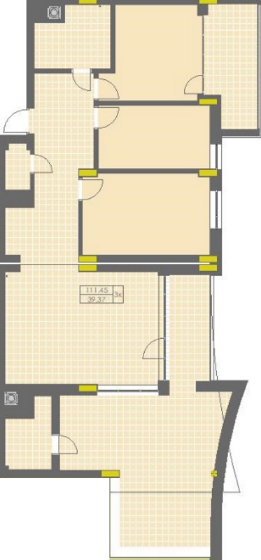 3-кімнатна 111.45 м² в ЖК Rubicon Premium від забудовника, Львів