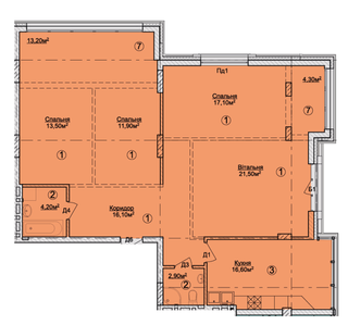 4-кімнатна 127.3 м² в КБ Rezydencja Zalizna Voda від 43 300 грн/м², Львів