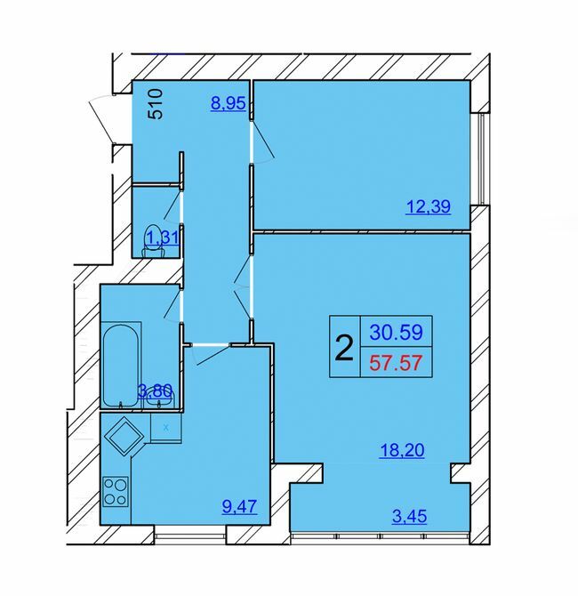 2-кімнатна 57.57 м² в ЖК Аvila Sky від 10 300 грн/м², Хмельницький
