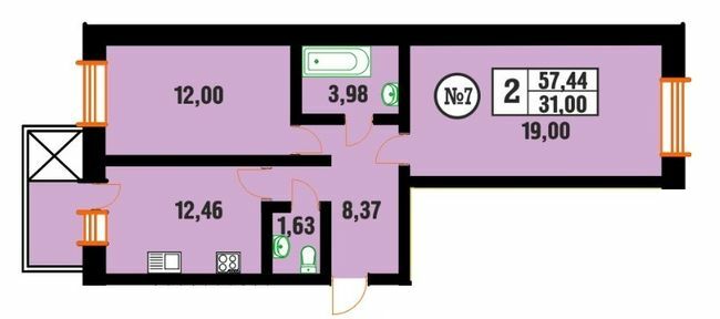 2-комнатная 57.44 м² в ЖК Центральний от 10 700 грн/м², г. Красилов
