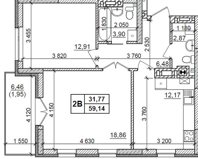 2-комнатная 59.14 м² в ЖК Оазис Буковини от 14 500 грн/м², Черновцы
