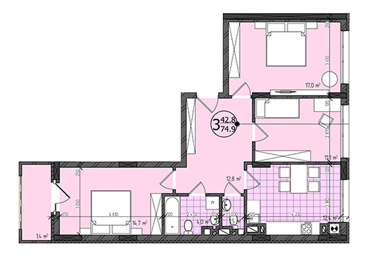3-комнатная 74.9 м² в ЖК Престижный от 15 950 грн/м², Черновцы