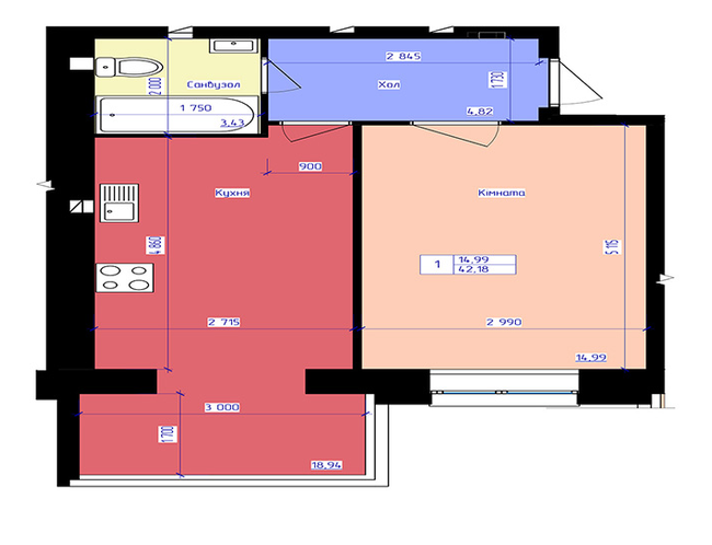 1-кімнатна 42.18 м² в ЖК ForRest від 12 000 грн/м², Луцьк