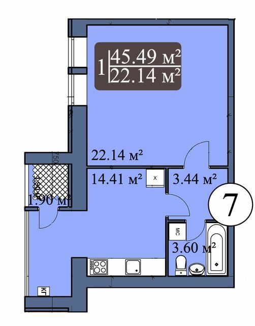 1-кімнатна 45.49 м² в ЖК Мрія Чернігів від 11 400 грн/м², Чернігів