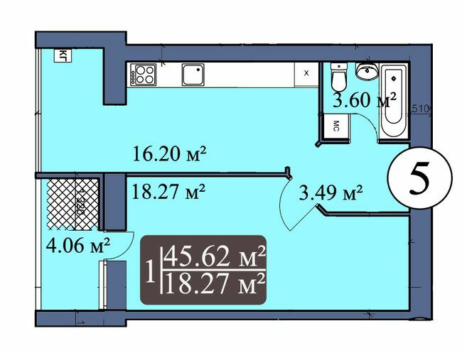 1-кімнатна 45.62 м² в ЖК Мрія Чернігів від 11 400 грн/м², Чернігів