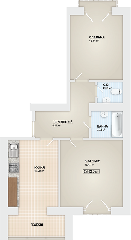 2-комнатная 62.5 м² в ЖК Городок Мануфактура от 13 900 грн/м², Ивано-Франковск
