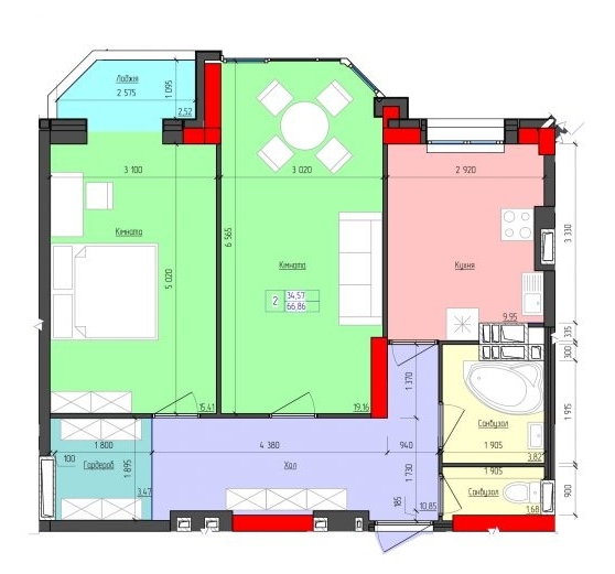 2-комнатная 66.86 м² в ЖК Мистецькі Ворота от 19 500 грн/м², Житомир