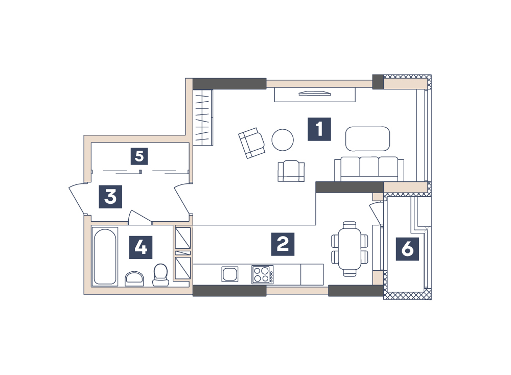 1-кімнатна 40.43 м² в ЖК Central від 22 100 грн/м², Запоріжжя
