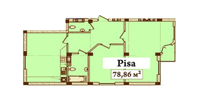 2-комнатная 78.86 м² в ЖК Перлина Умані от застройщика, г. Умань