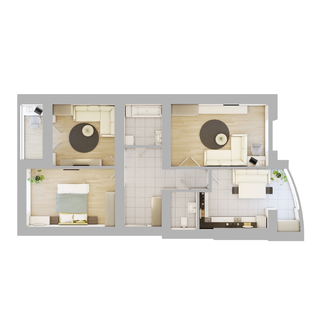 3-комнатная 86.8 м² в ЖК На Щасливому от 14 050 грн/м², Ровно