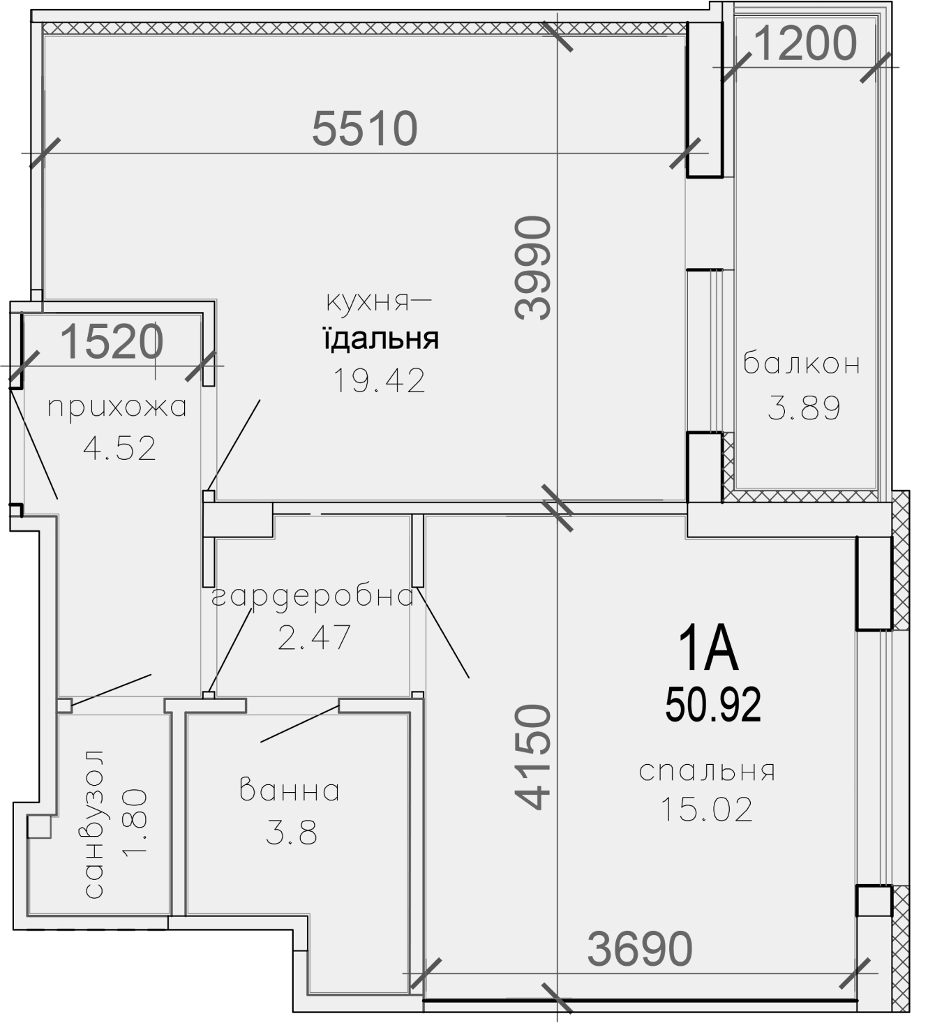 1-комнатная 50.92 м² в КД Солнечный от застройщика, Сумы