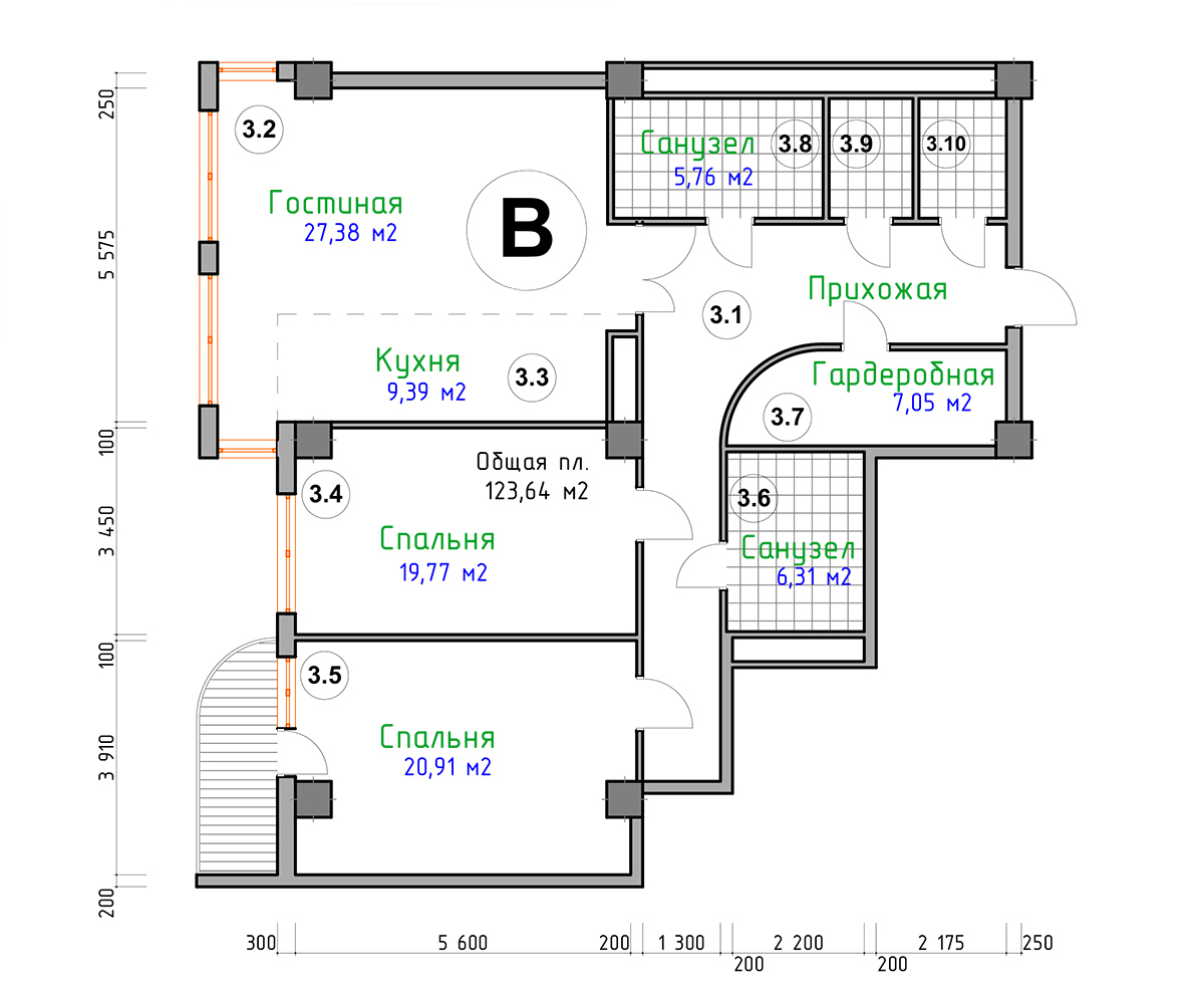 3-кімнатна 123.64 м² в ЖК Адмірал від 28 250 грн/м², Миколаїв