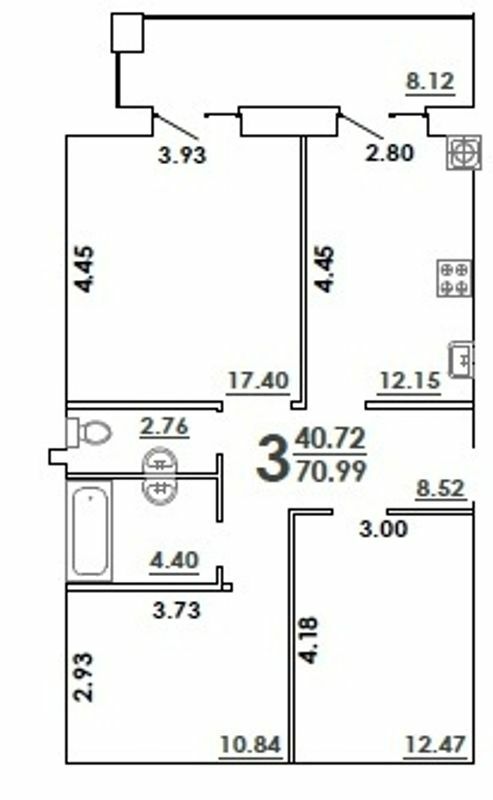 3-комнатная 70.99 м² в ЖК Апельсин от застройщика, Николаев