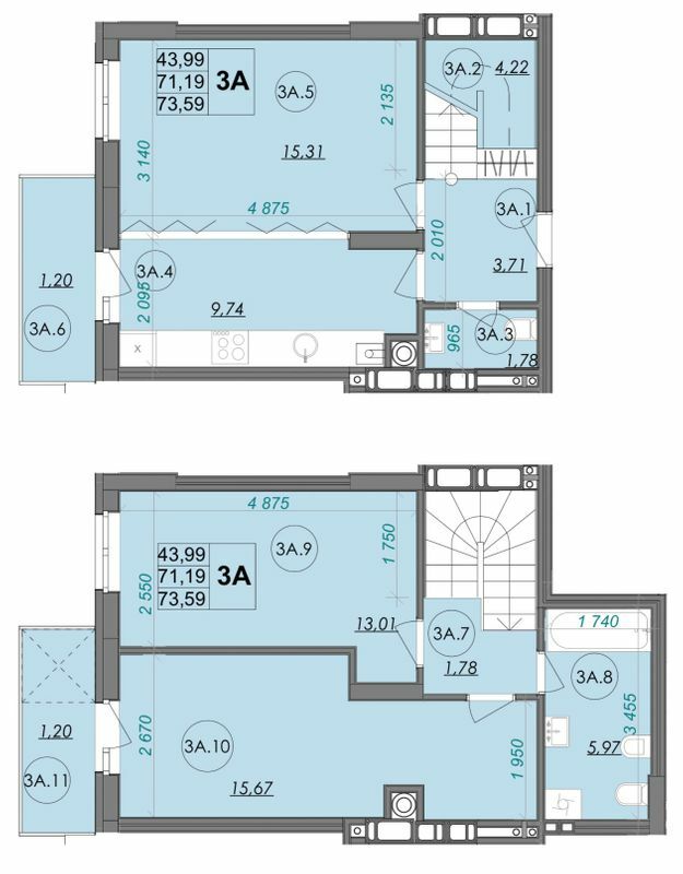 Дворівнева 73.59 м² в ЖК Panorama від 17 000 грн/м², Луцьк
