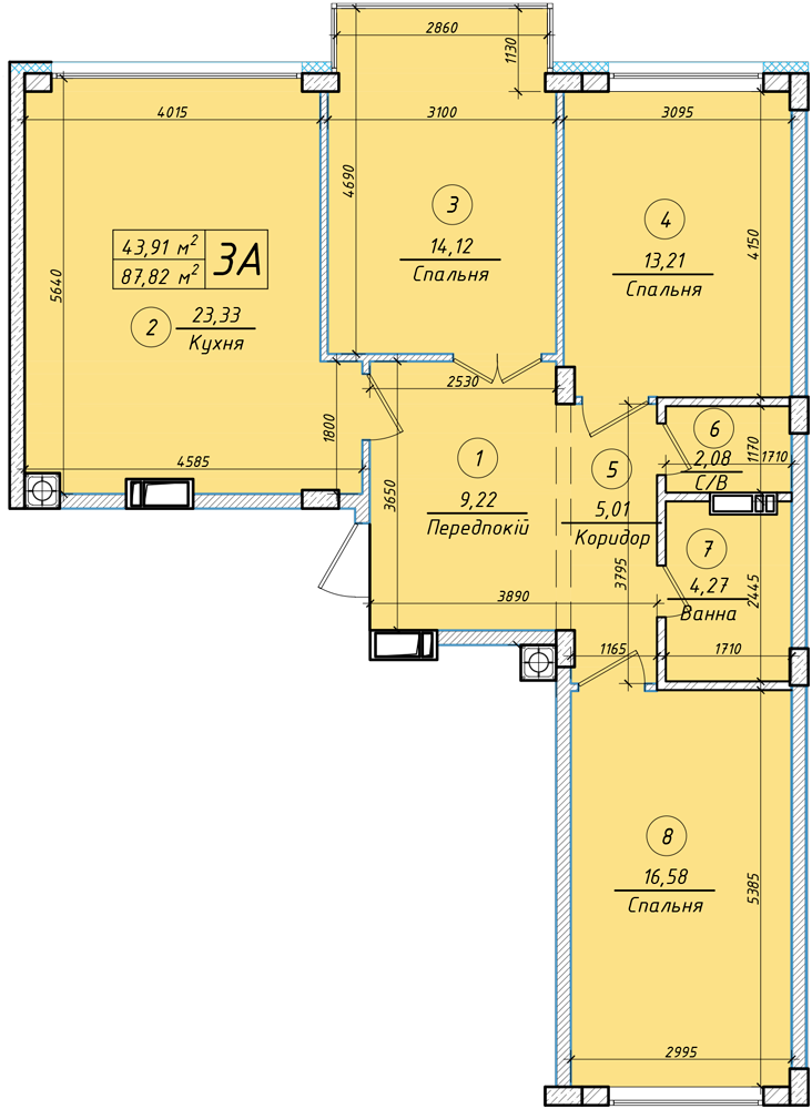3-кімнатна 87.82 м² в ЖК Петрівський квартал від 12 500 грн/м², с. Святопетрівське