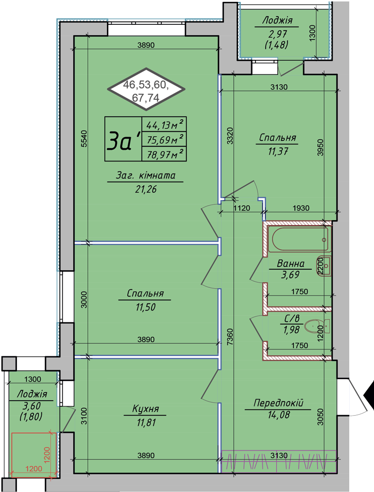 3-кімнатна 78.97 м² в ЖК Петрівський квартал від 12 500 грн/м², с. Святопетрівське