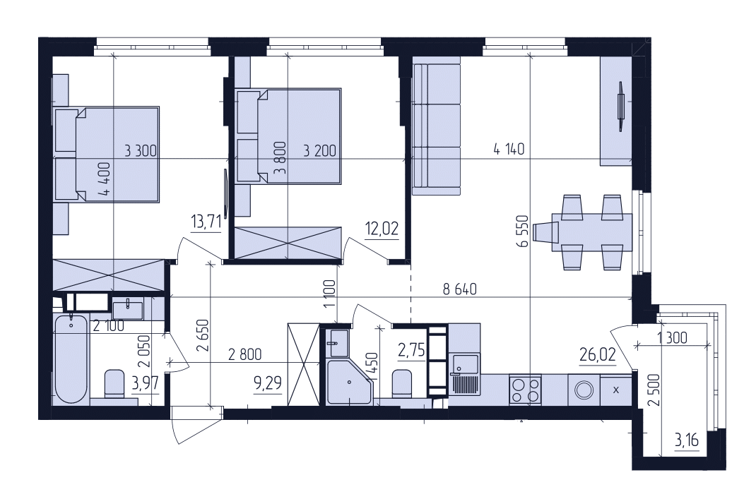 2-комнатная 71.8 м² в ЖК Современный квартал от 31 000 грн/м², Киев