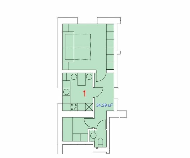 1-кімнатна 34.29 м² в ЖК Summerville від 17 000 грн/м², с. Білогородка