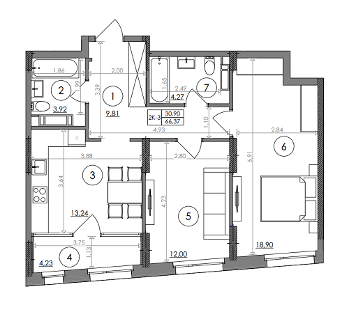 2-кімнатна 77.39 м² в ЖК Svitlo Park від 34 630 грн/м², Київ