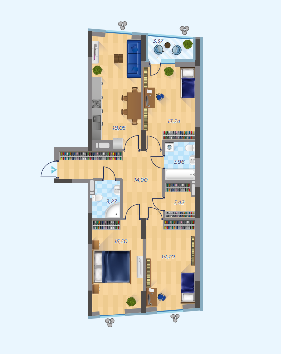 3-кімнатна 90.51 м² в ЖК Старт від 28 850 грн/м², Київ