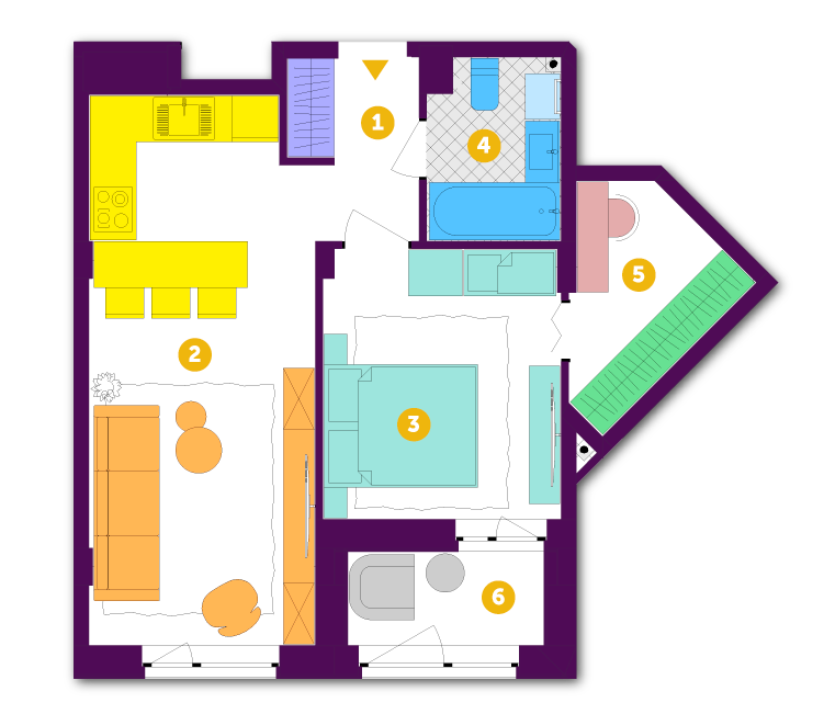 1-комнатная 47.7 м² в ЖК Respublika от 35 650 грн/м², Киев