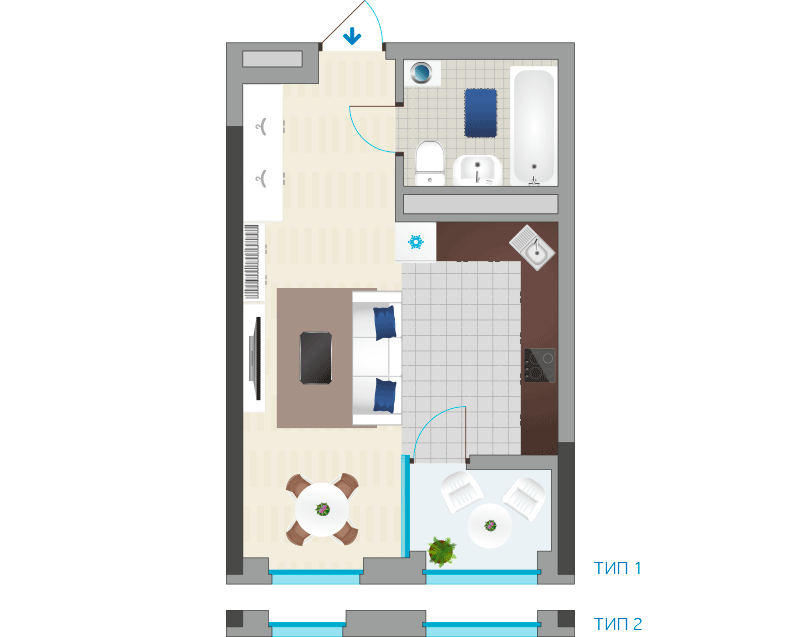 1-комнатная 34.25 м² в ЖК Славутич 2.0 от 31 000 грн/м², Киев