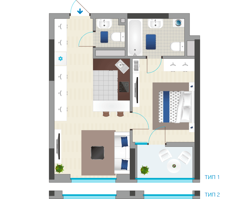 1-комнатная 48.25 м² в ЖК Славутич 2.0 от 31 000 грн/м², Киев