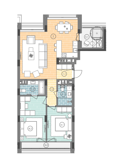 2-кімнатна 88.3 м² в ЖК UNIT.Home від 53 300 грн/м², Київ