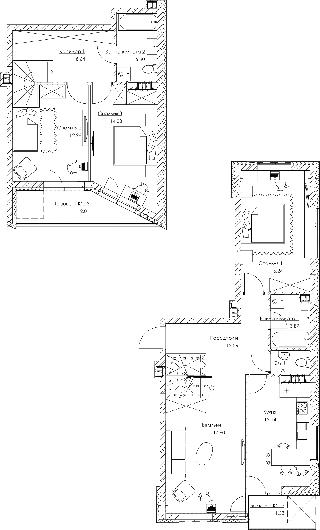 Дворівнева 109.72 м² в ЖК O2 Residence від 19 150 грн/м², Київ