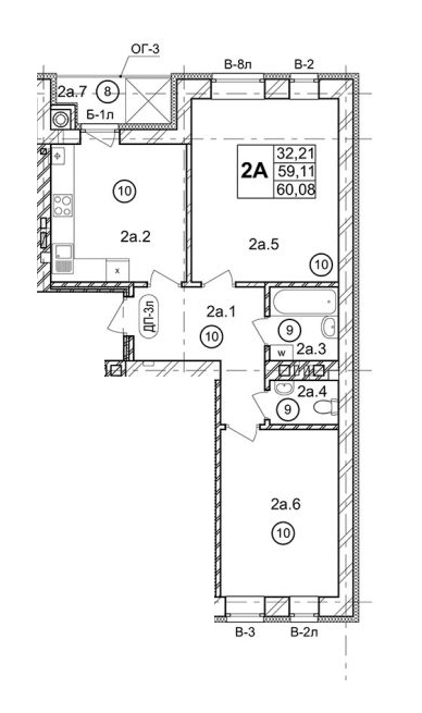 2-комнатная 60.08 м² в ЖК Галицкая Брама от 15 500 грн/м², с. Давыдов