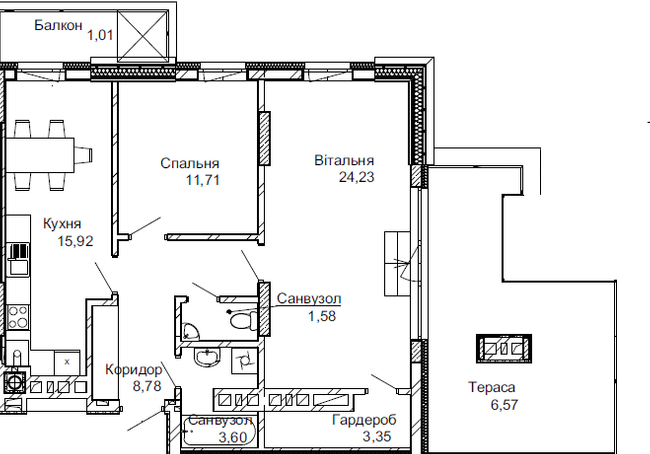 2-комнатная 76.75 м² в ЖК Імперіал от застройщика, г. Трускавец