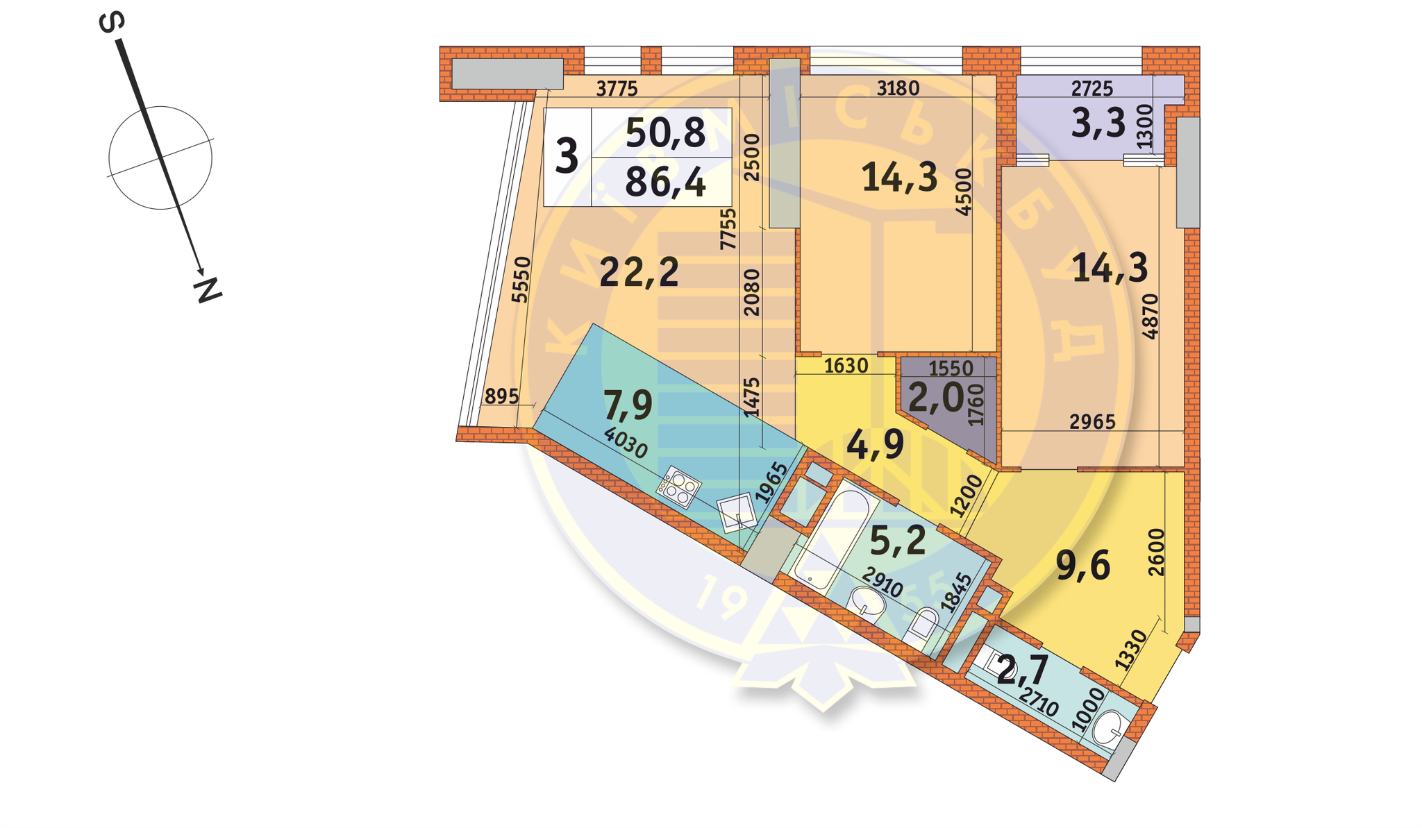 3-кімнатна 86.5 м² в ЖК Manhattan City від 40 012 грн/м², Київ