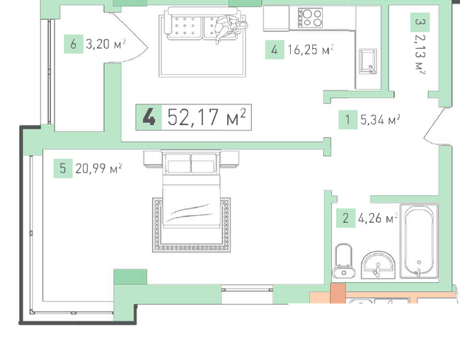 1-комнатная 52.17 м² в ЖК Срибный Дим Бизнес от 20 950 грн/м², г. Трускавец