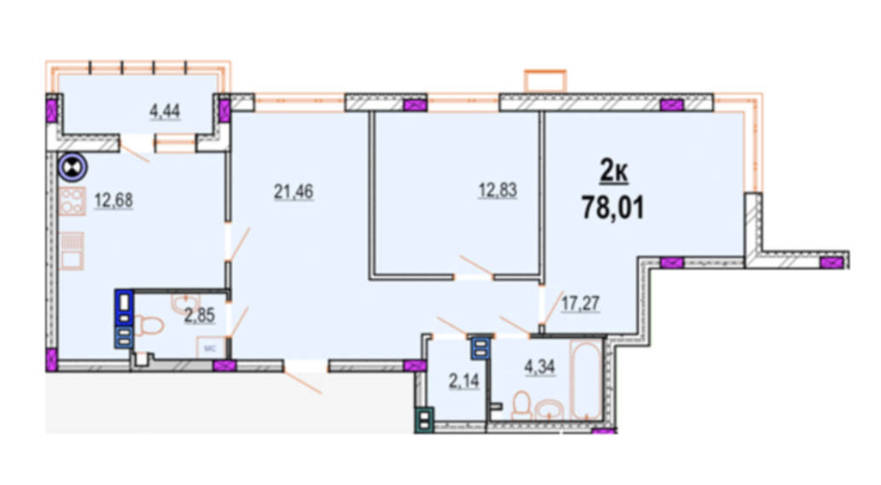2-комнатная 78.01 м² в ЖК Родинний маєток от 19 500 грн/м², Винница