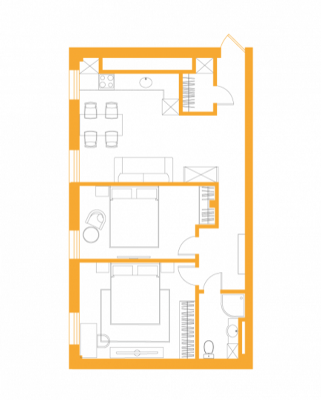 2-кімнатна 73.3 м² в ЖК Авторський від 19 900 грн/м², с. Фонтанка