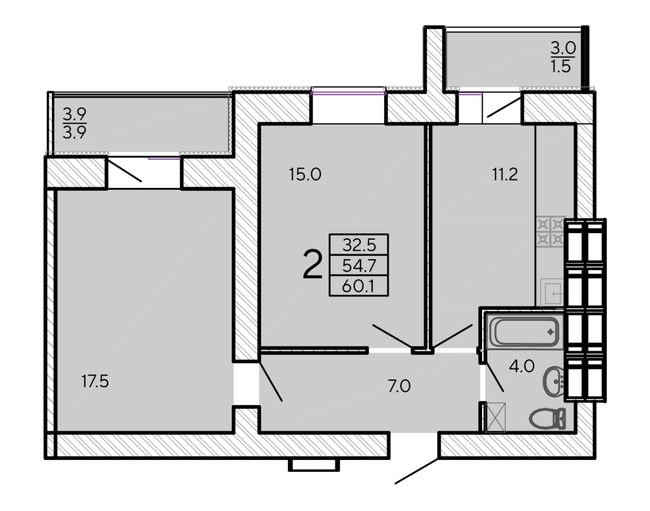 2-кімнатна 60.1 м² в ЖК ZerNova від 17 000 грн/м², Харків