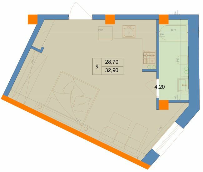 1-кімнатна 32.9 м² в ЖК Захисник від 27 300 грн/м², Харків