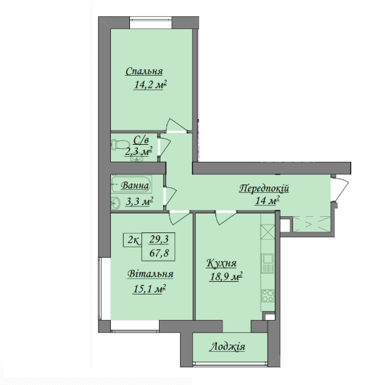 2-кімнатна 67.8 м² в ЖК Містечко Козацьке від 13 800 грн/м², Івано-Франківськ