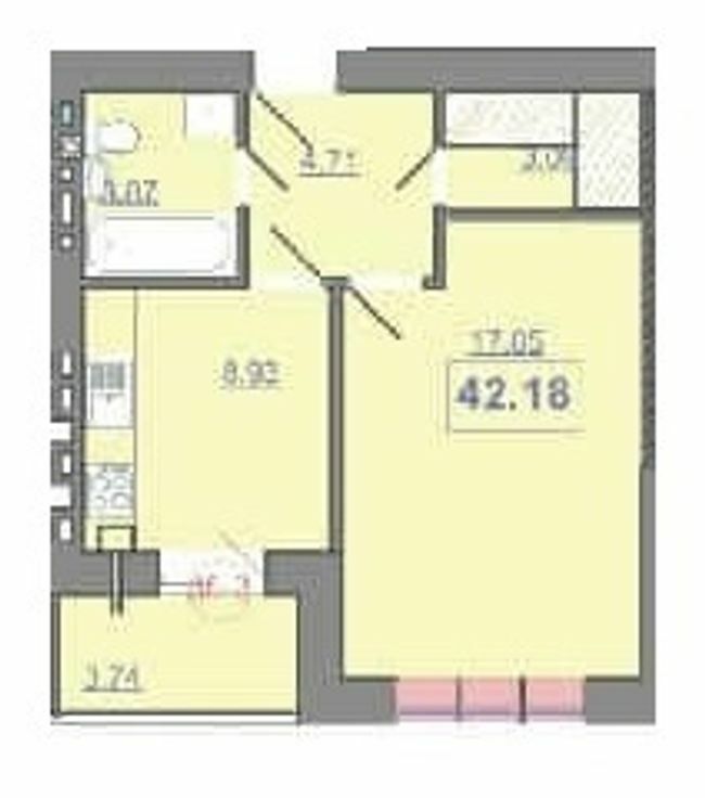 1-кімнатна 42.18 м² в ЖК Квартал Патріот від 11 400 грн/м², Івано-Франківськ