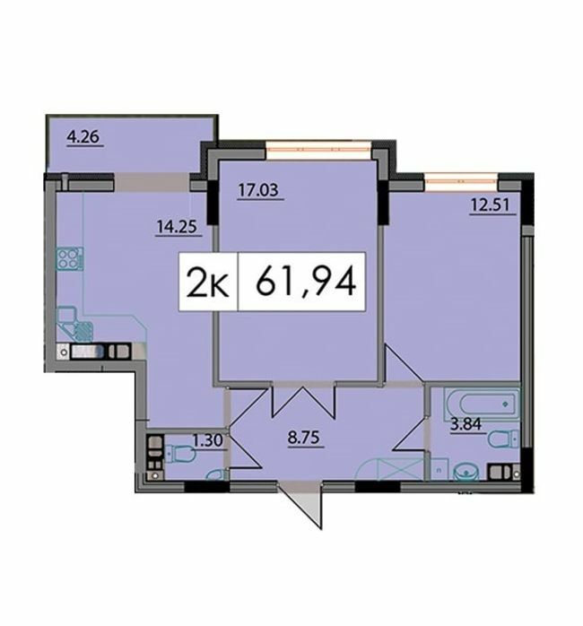 2-комнатная 61.94 м² в ЖК Липская Башня от 13 500 грн/м², Ивано-Франковск