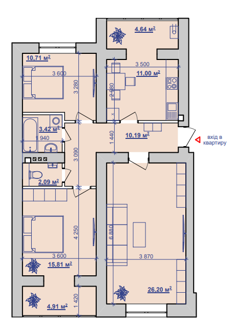3-комнатная 88.97 м² в ЖК Парковий маєток от 9 650 грн/м², Ивано-Франковск