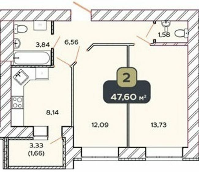 2-комнатная 47.6 м² в ЖК Spring Town от 11 500 грн/м², Хмельницкий