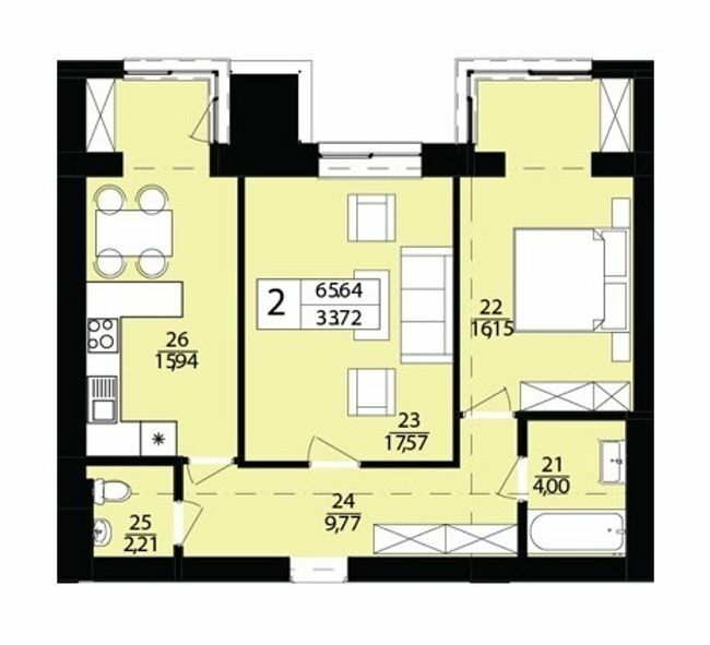 2-комнатная 65.64 м² в ЖК Дизайн парк от 13 400 грн/м², Хмельницкий